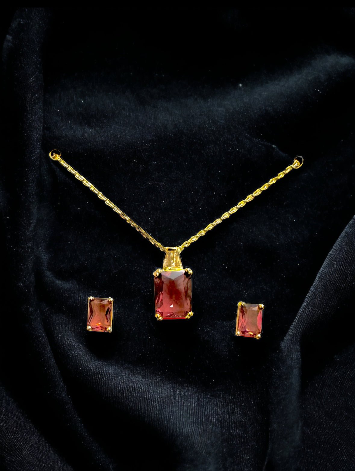 Cubic Zirconia 14K Gold Over Brass Rectangular 2 - pc Jewelry Set - Reed House of Jewels