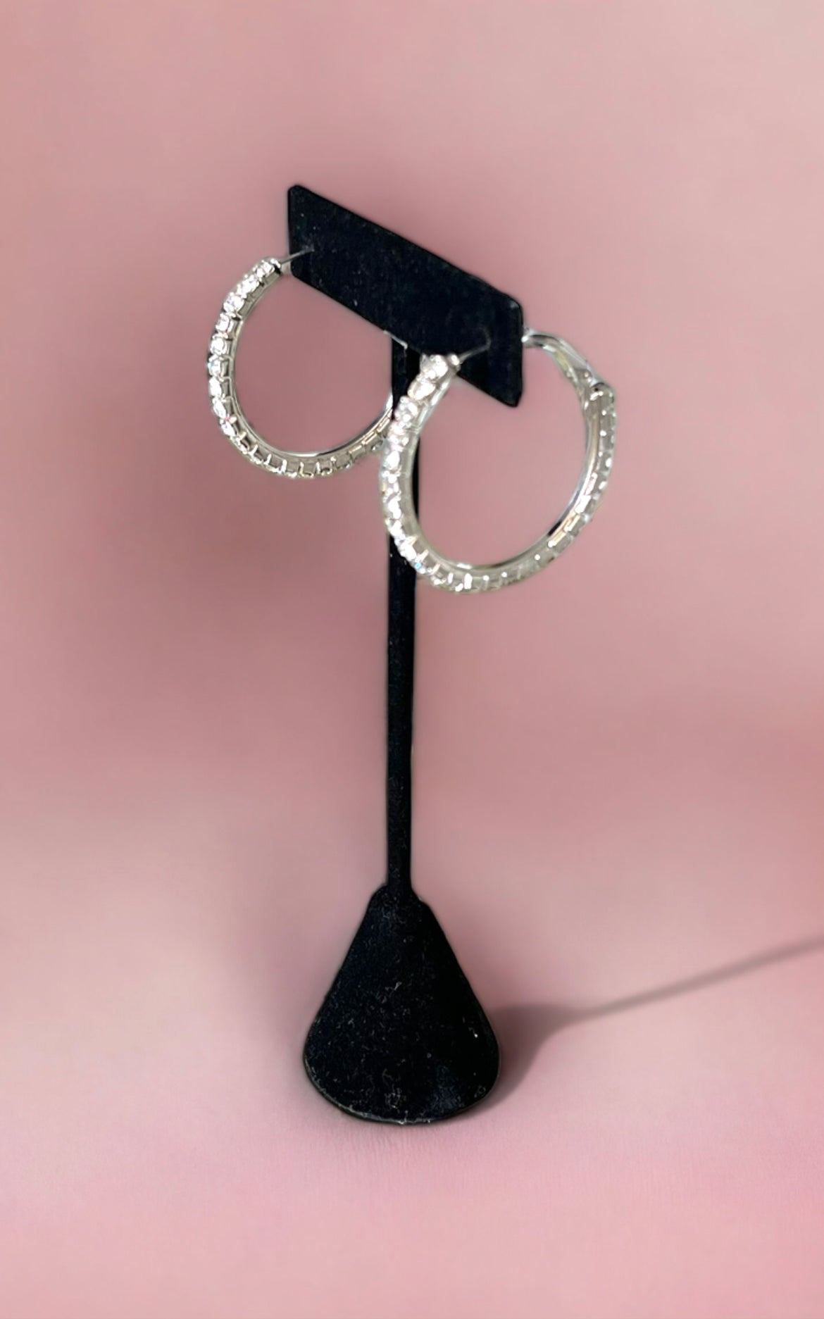 37mm Swarovski Crystal Rhinestone Spring Click - Lock Hoop Earrings - Reed House of Jewels