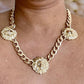 3 Lion Head Cuban curb chain link statement necklace - Reed House of Jewels