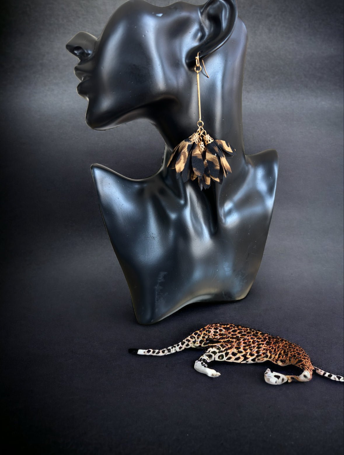Leopard Print Drop Petal Long Earrings - Reed House of Jewels