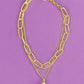 Two Layer Chunky Gold Tone Necklace with Square Stone - Reed House of Jewels