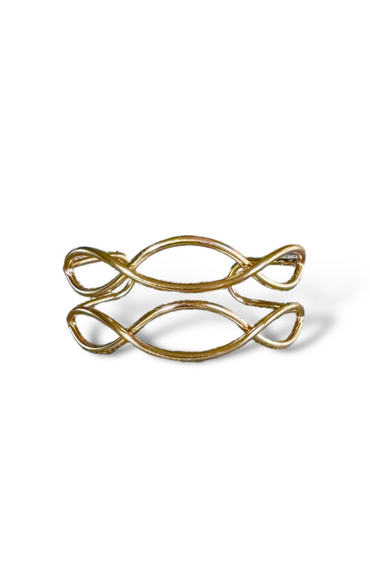 Gold Tone Casual Braided Brass Metal Cuff Bracelet - Reed House of Jewels