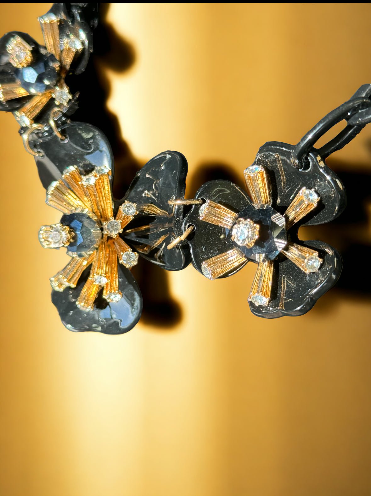 Black Resin and Gold Tone Necklace - Reed House of Jewels