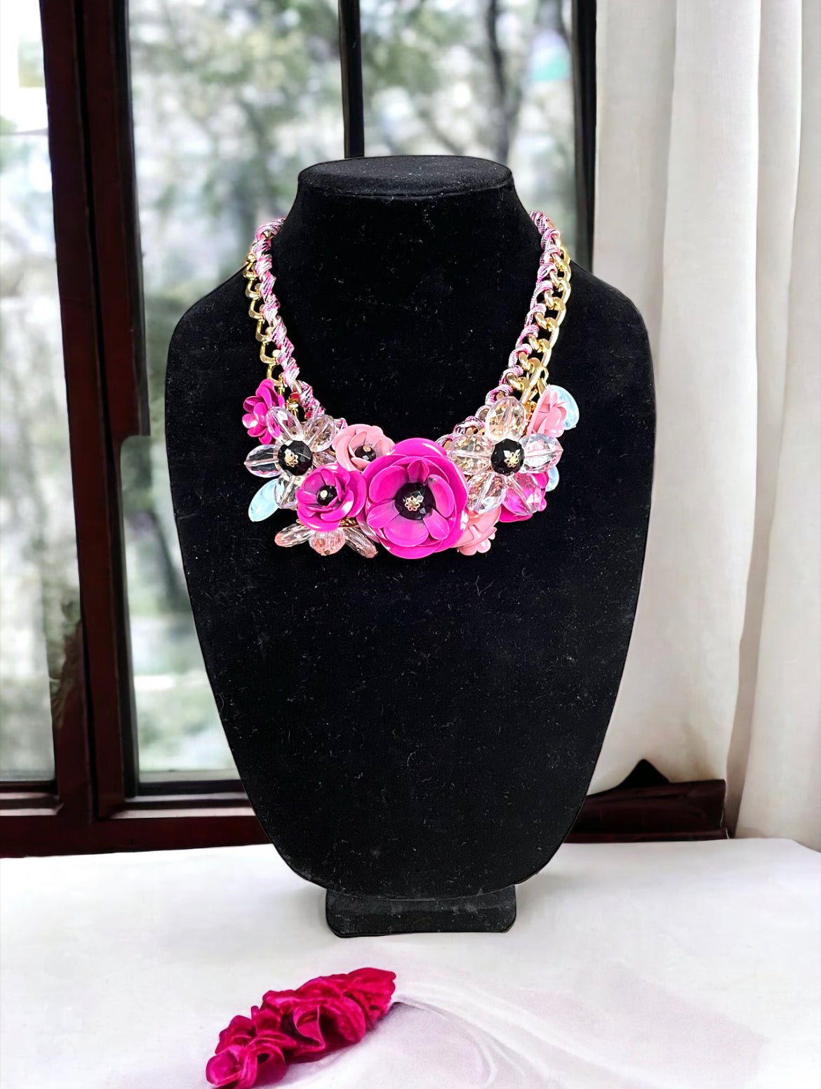 Fuchsia Floral Bouquet Statement Necklace - Reed House of Jewels
