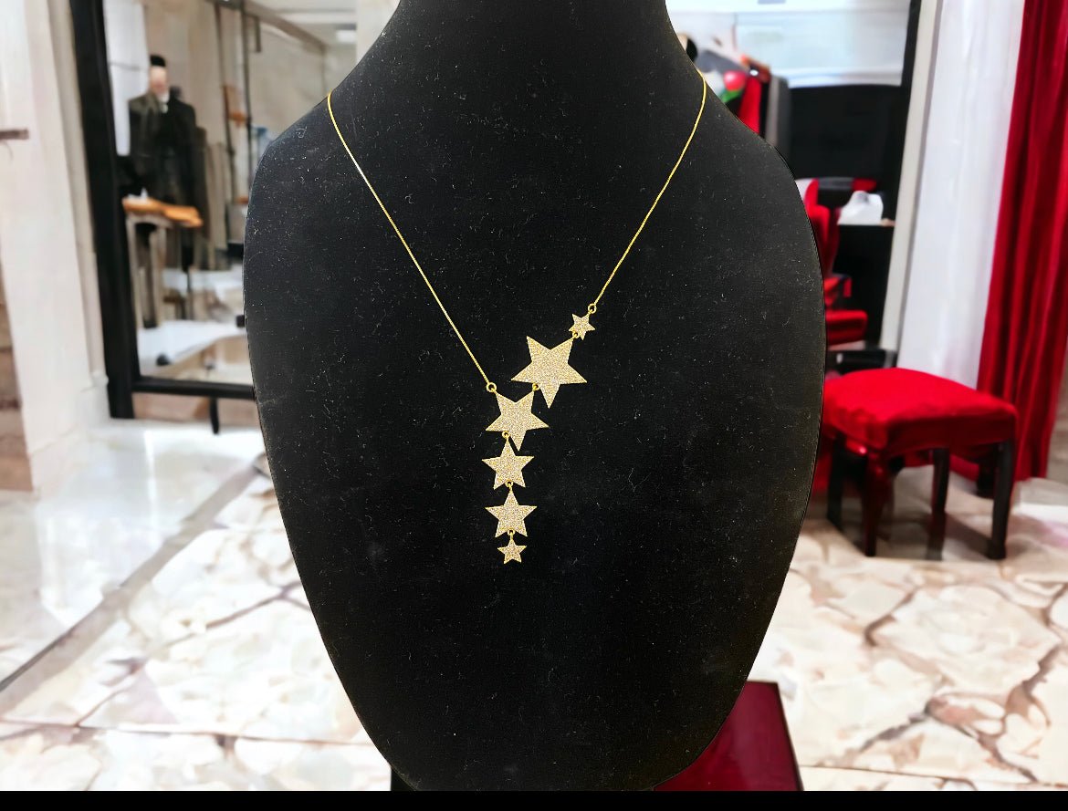 Gold and Crystal Shooting Stars Necklace - Reed House of Jewels