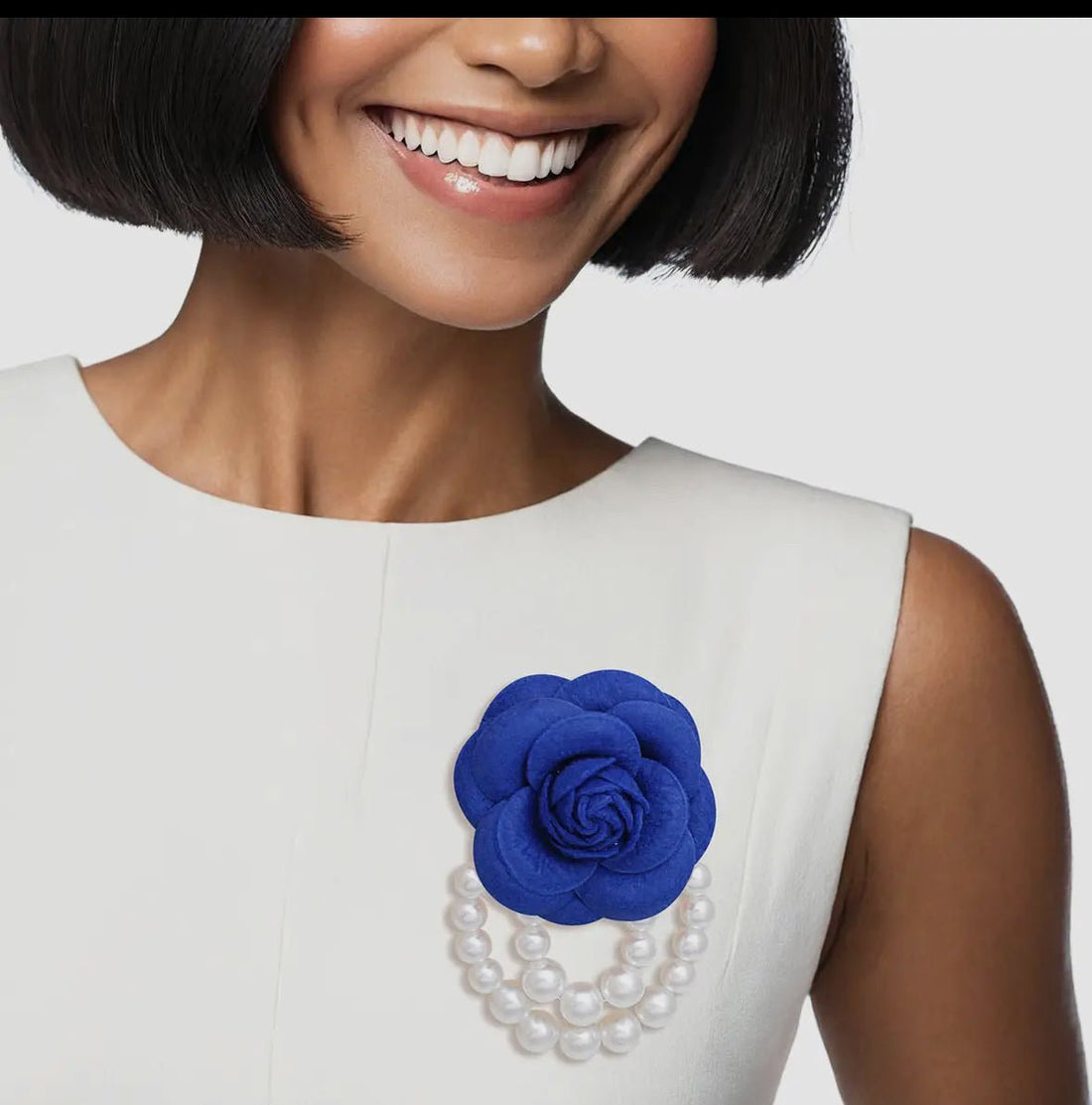 Blue Flower and Pearls Brooch Pin - Reed House of Jewels