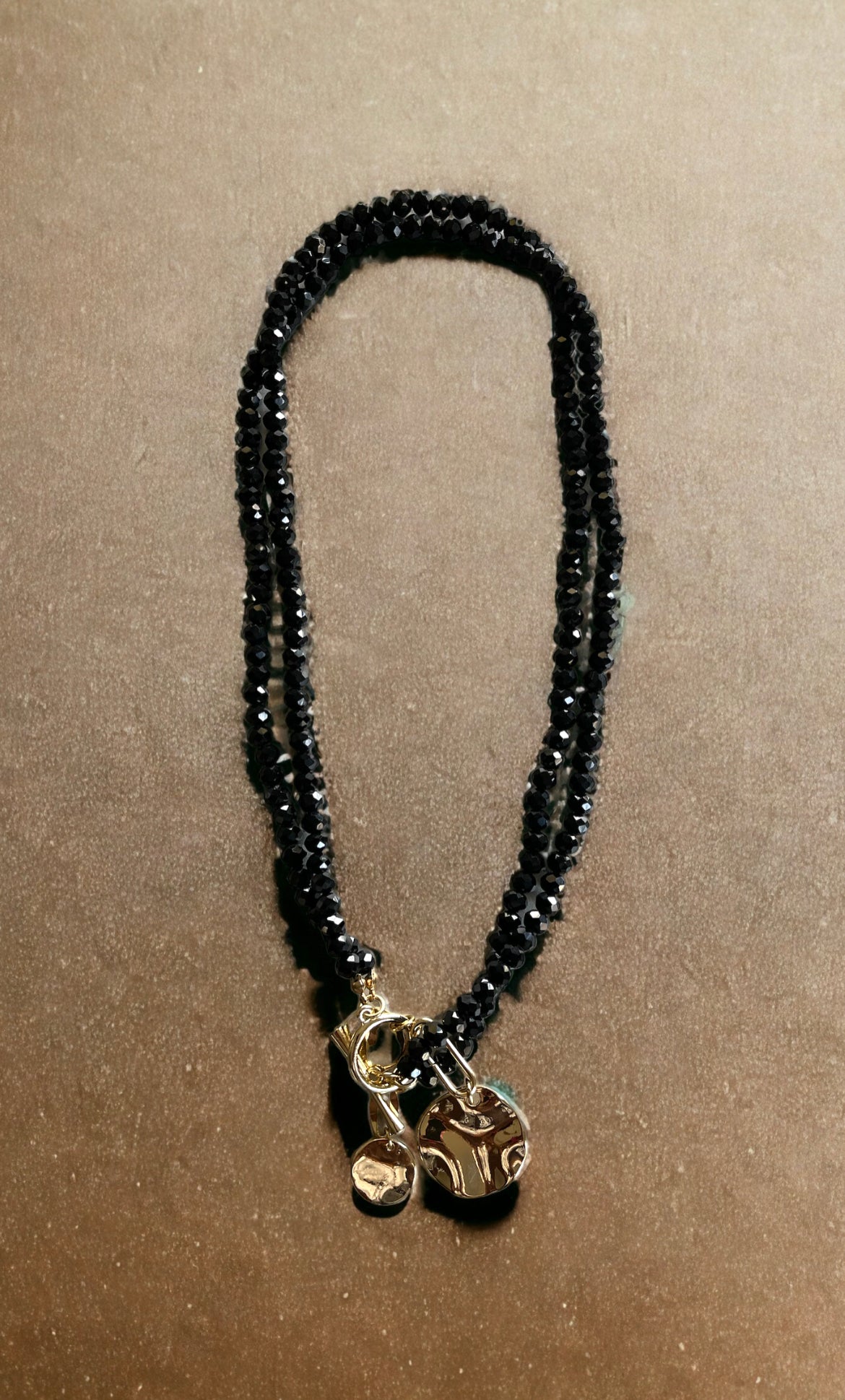 Jet Black and Gold Tone Necklace - Reed House of Jewels