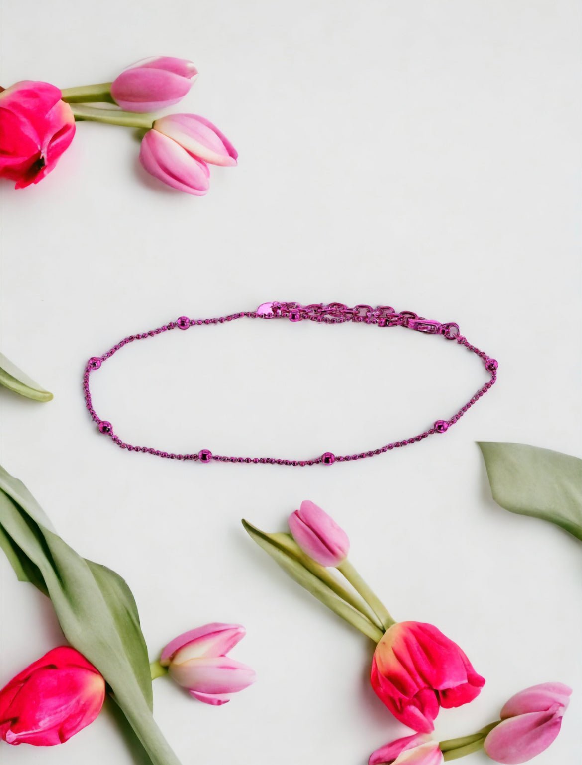 Hot Pink Beaded Anklet - Reed House of Jewels