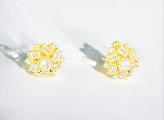 Starburst Gold Tone and Crystal Earrings - Reed House of Jewels