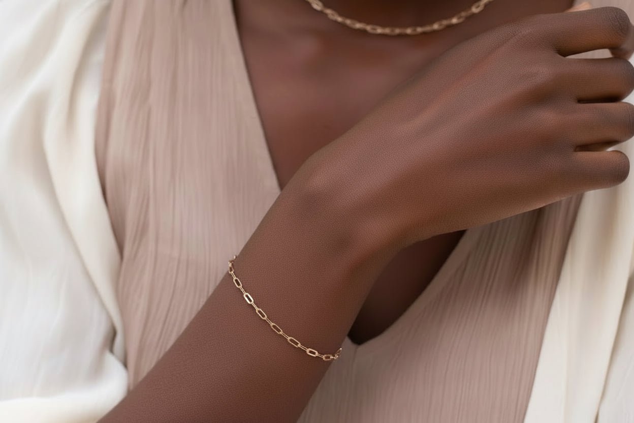 Rose Gold - Toned Paperclip Bracelet - Reed House of Jewels