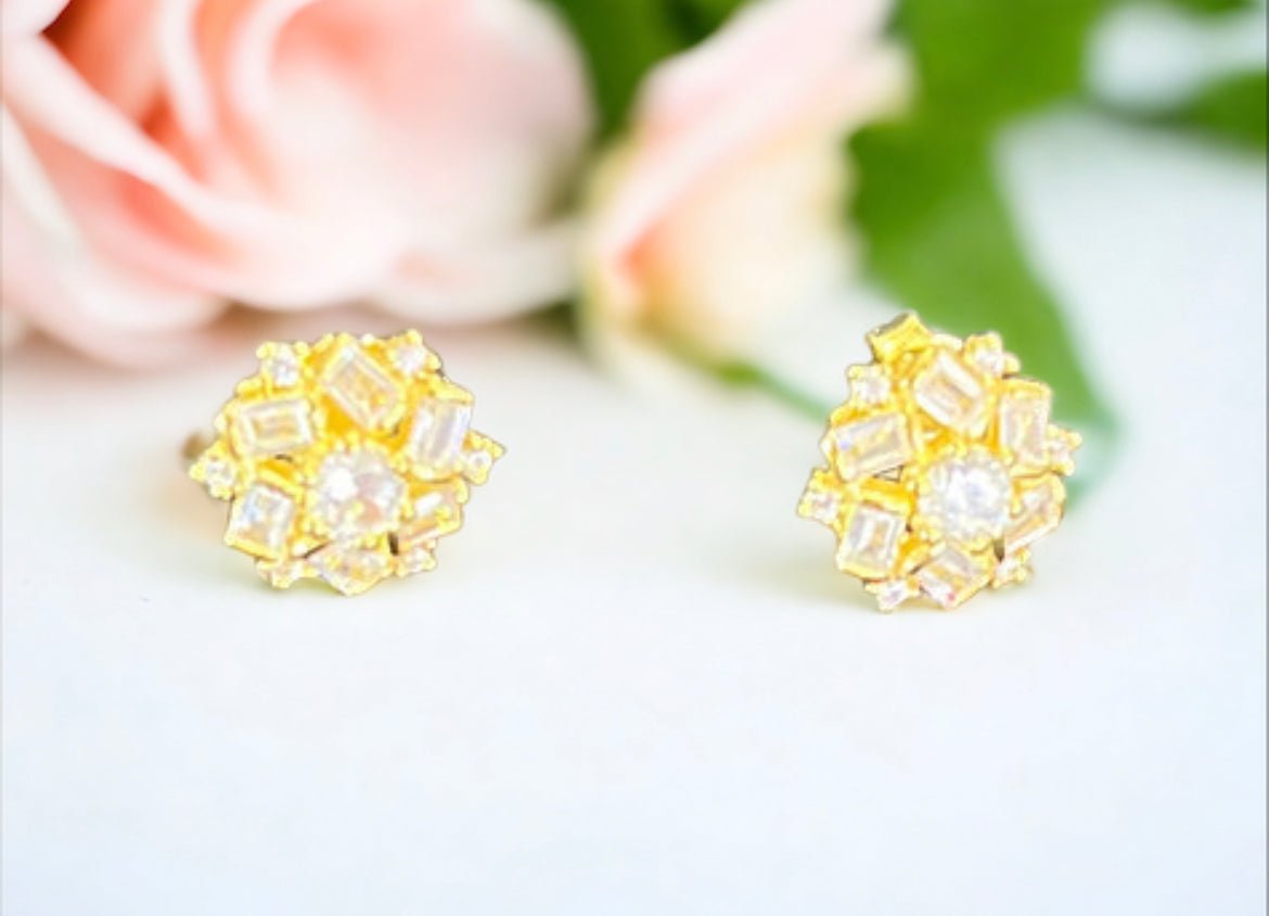 Starburst Gold Tone and Crystal Earrings - Reed House of Jewels