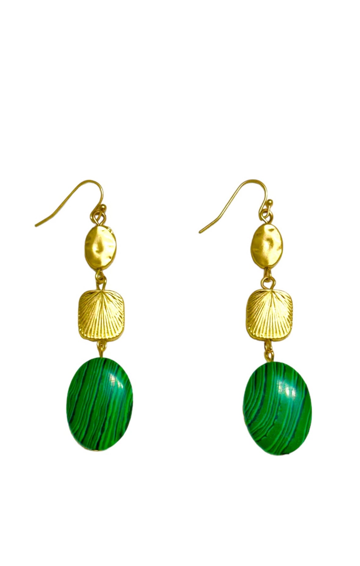 Three Drop Malachite Earring - Reed House of Jewels