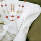 Red and Gold Beaded Necklace & Drop Earring Jewelry Set - Reed House of Jewels