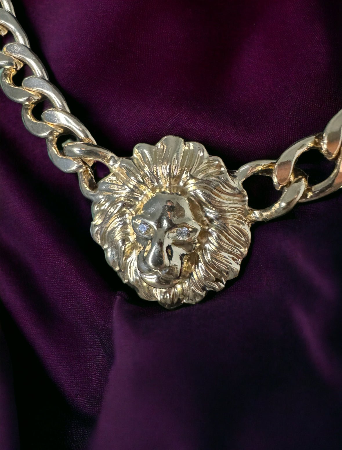 3 Lion Head Cuban curb chain link statement necklace - Reed House of Jewels