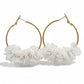 White and Gold Fabric Ruffle Hoop Earrings - Reed House of Jewels