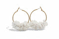 White and Gold Fabric Ruffle Hoop Earrings - Reed House of Jewels