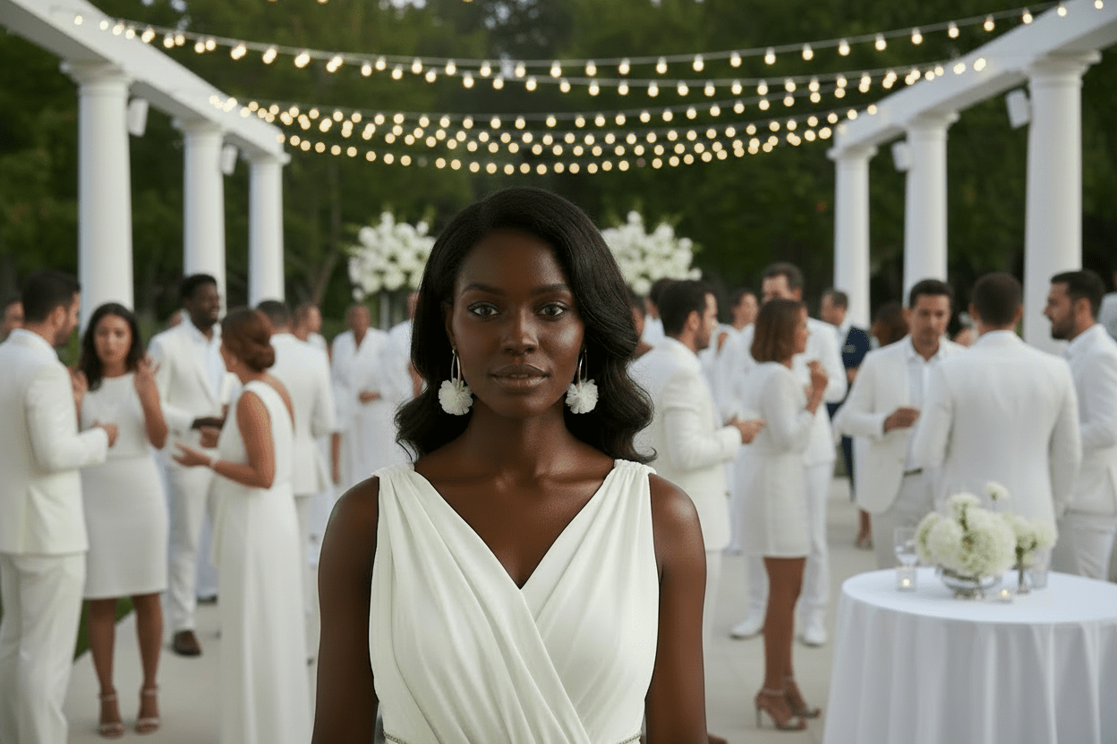 White and Gold Fabric Ruffle Hoop Earrings - Reed House of Jewels