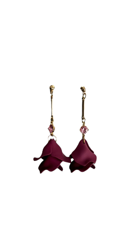 Wine Drop Petal Long Earrings - Reed House of Jewels