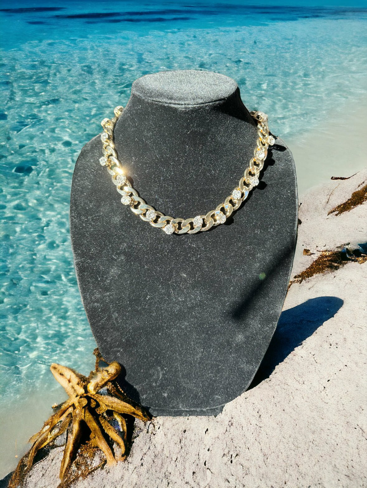 Cuban Link Chain and Large Crystal Necklace - Reed House of Jewels