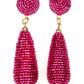 Gold Tone Pink Beaded Teardrop Earrings - Reed House of Jewels