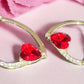 Red Stone Heart Hoops with Crystals Earrings - Reed House of Jewels