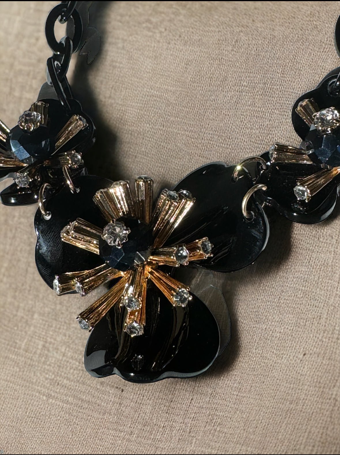 Black Resin and Gold Tone Necklace - Reed House of Jewels