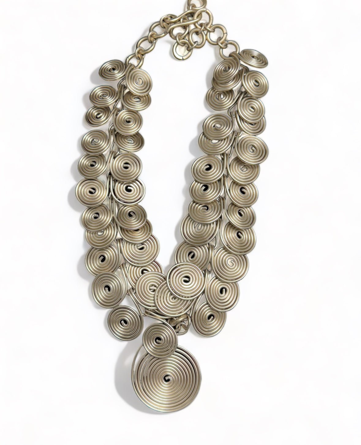 Champagne Silver Disc Link Statement Necklace - Reed House of Jewels