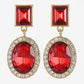 Red Halo Crystal Square and Oval Dangle Earrings - Reed House of Jewels