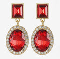 Red Halo Crystal Square and Oval Dangle Earrings - Reed House of Jewels