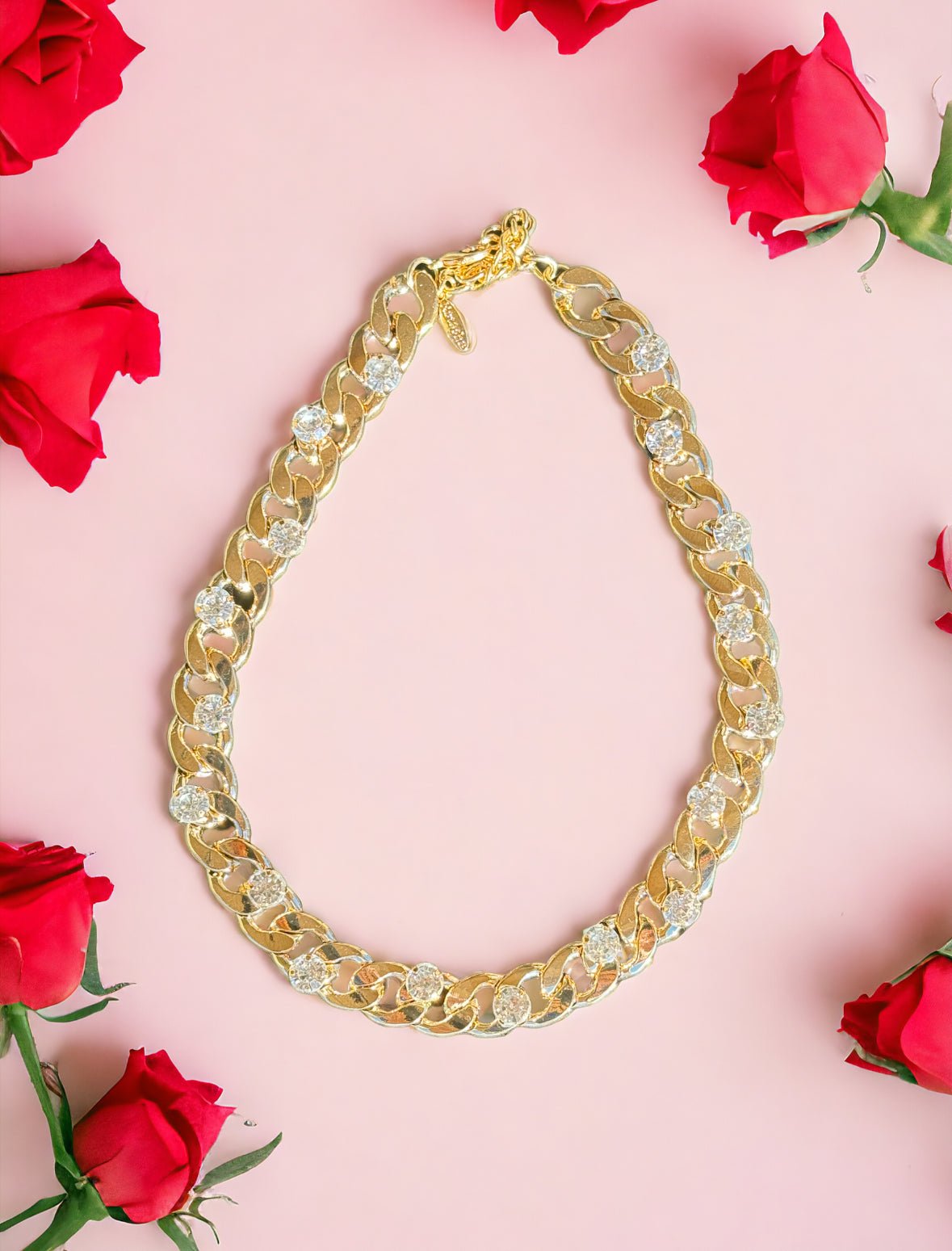 Cuban Link Chain and Large Crystal Necklace - Reed House of Jewels