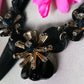 Black Resin and Gold Tone Necklace - Reed House of Jewels