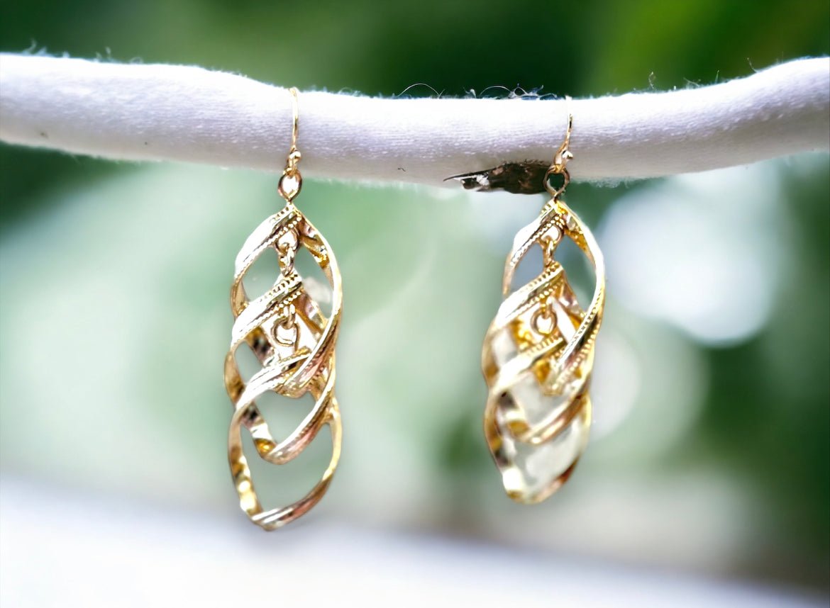 Swirl Drop Gold Tone Earrings - Reed House of Jewels