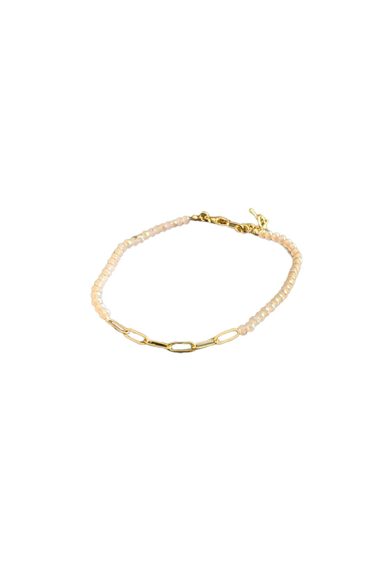 Blush Pink Crystal and Gold Tone Anklet - Reed House of Jewels