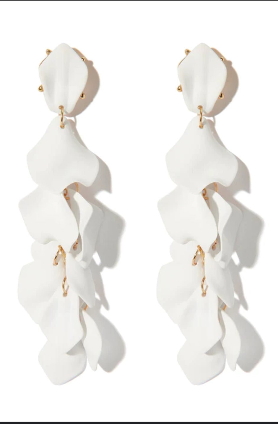 White Rose Petal Drop Earrings - Reed House of Jewels