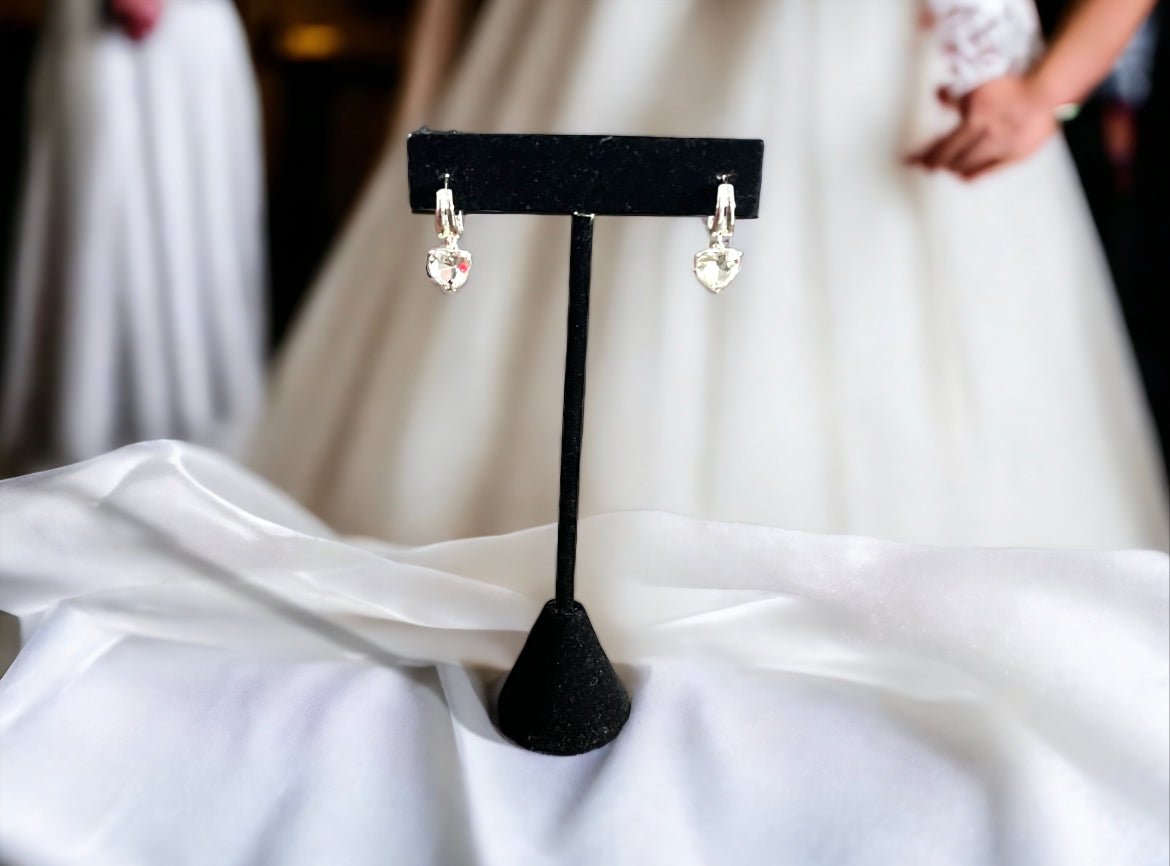 Silver Tone Crystal Heart Huggie Earrings - Reed House of Jewels