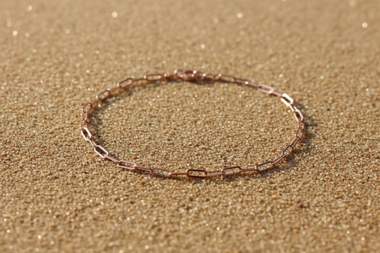 Rose Gold - Toned Paperclip Bracelet - Reed House of Jewels