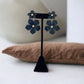Black/Gold Tone Dangle Flower Blossom Earrings - Reed House of Jewels
