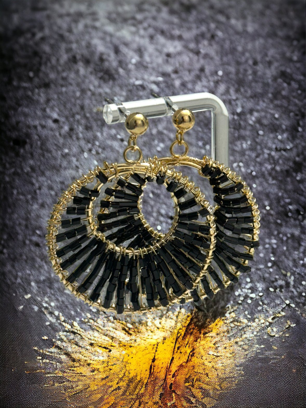 Black Glass Beaded Earrings - Reed House of Jewels