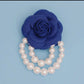 Blue Flower and Pearls Brooch Pin - Reed House of Jewels