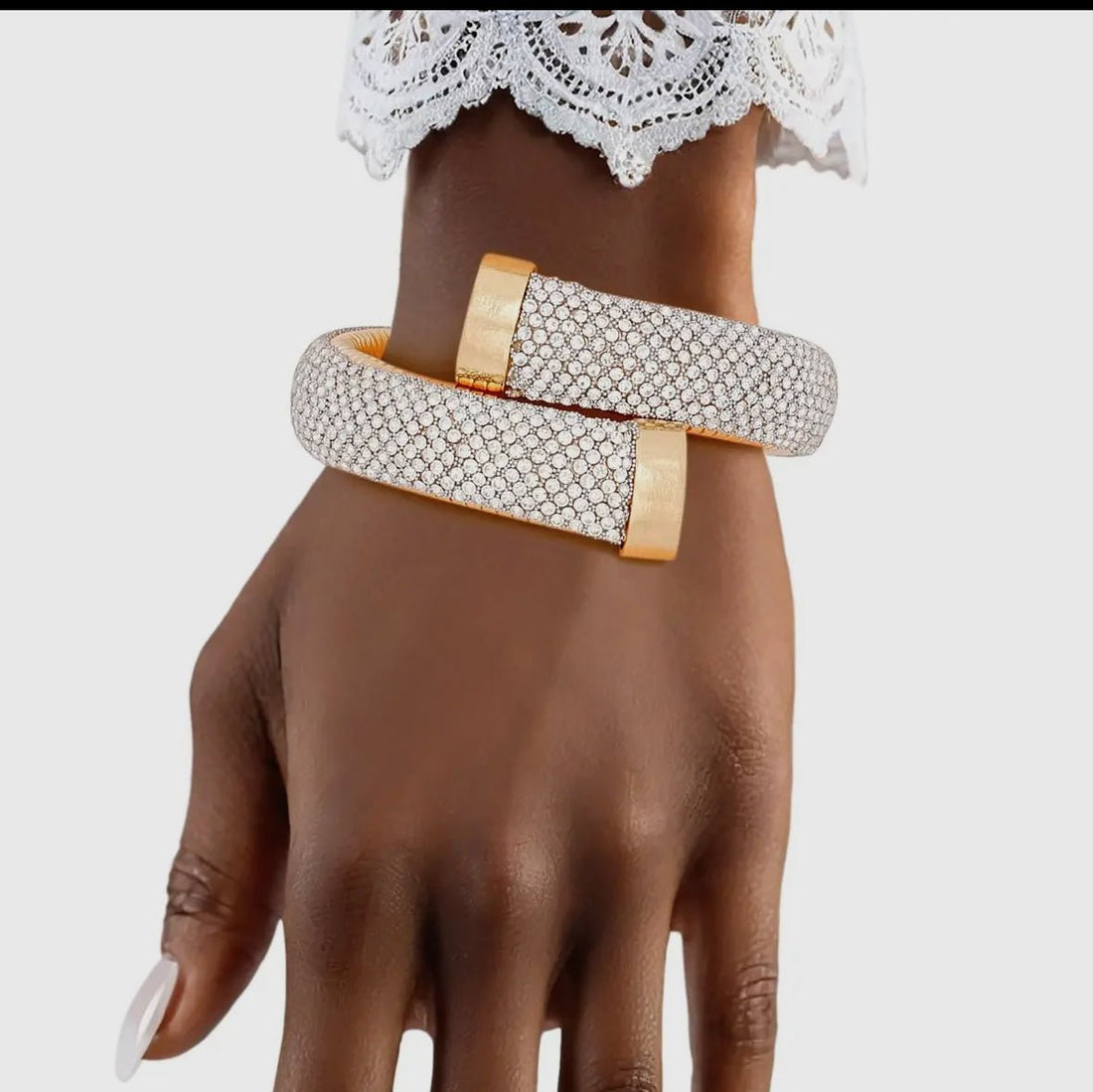 Rhinestone Crusted Wrap Gold Cuff - Reed House of Jewels