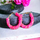 Hot Pink Beaded Hoops - Reed House of Jewels