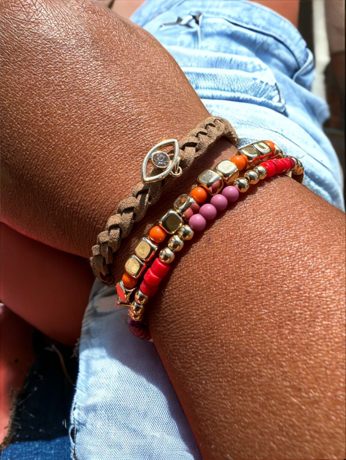 Gold Tone 3 - pc. 7.5 Inch Evil Eye Bracelet Set - Reed House of Jewels