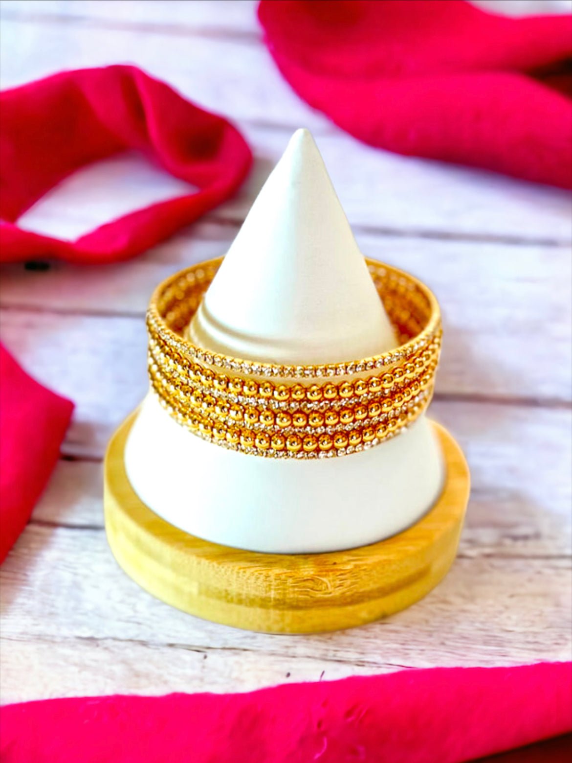 Gold Tone and Crystal 8" Expandable Bracelet - Reed House of Jewels