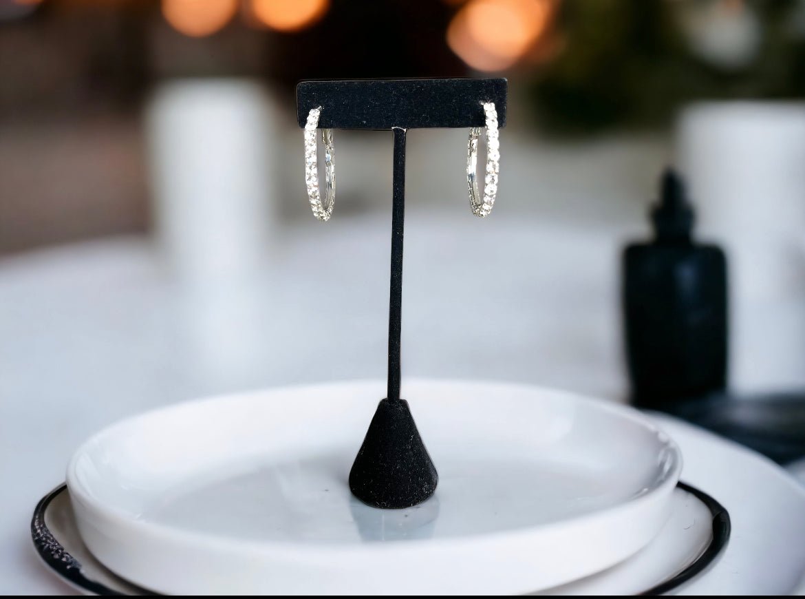 37mm Swarovski Crystal Rhinestone Spring Click - Lock Hoop Earrings - Reed House of Jewels