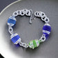 Cultured Sea Glass Linked Bracelet - Blue/Green Multi - Reed House of Jewels