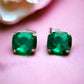 Large Emerald Crystal Square Stud Earrings - Reed House of Jewels