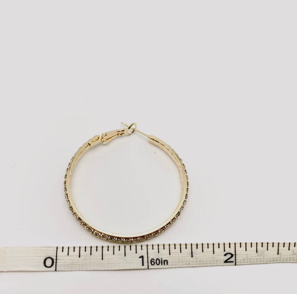 Rhinestone Medium Hoop Earrings - Gold - Reed House of Jewels