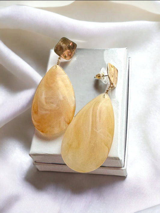 Natural and Gold Tone Teardrop Earrings - Reed House of Jewels