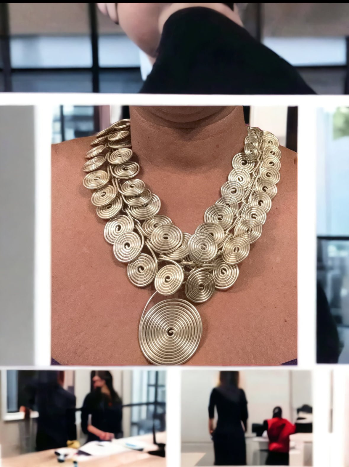 Champagne Silver Disc Link Statement Necklace - Reed House of Jewels