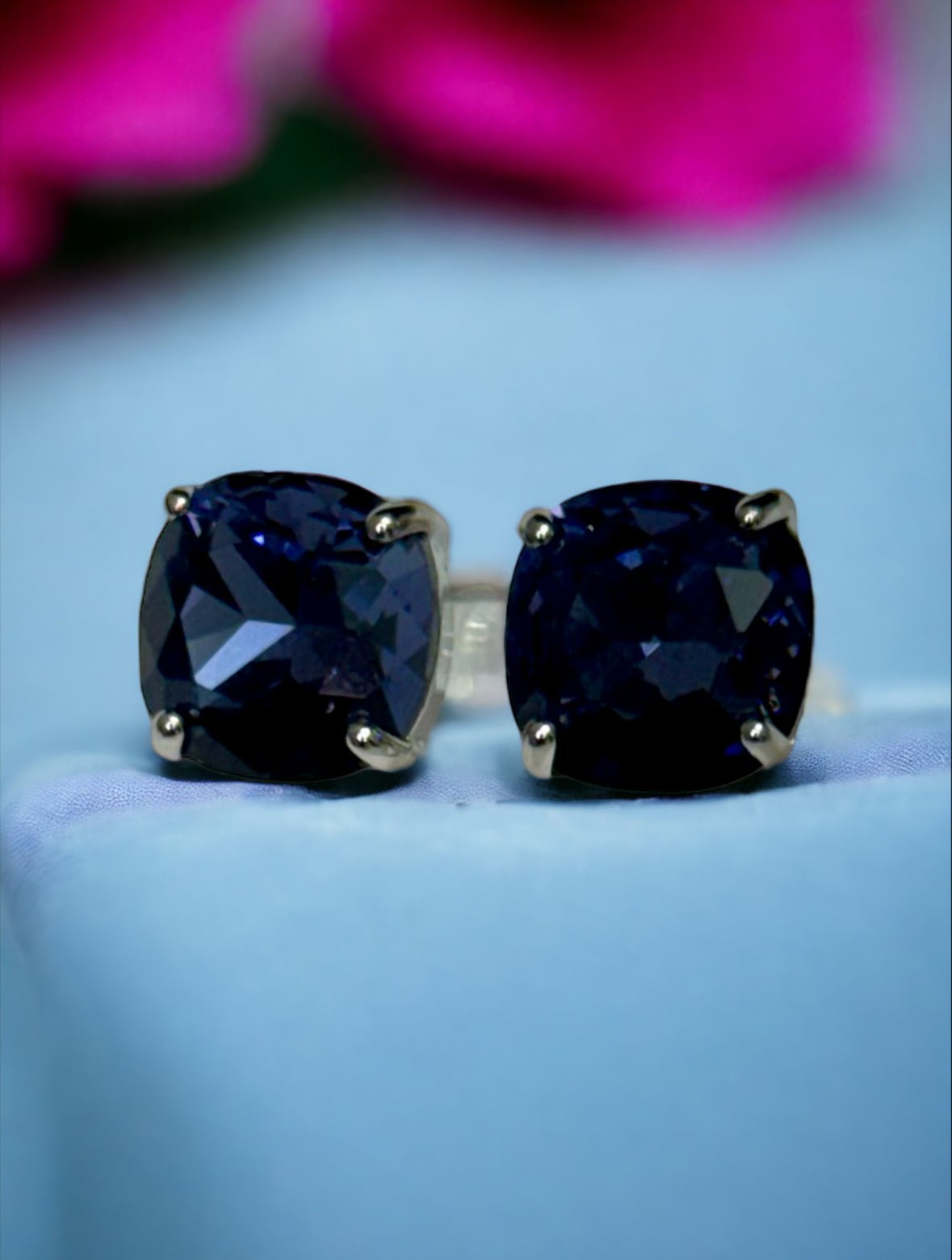 Large Deep Purple Crystal Square Stud Earrings - Reed House of Jewels
